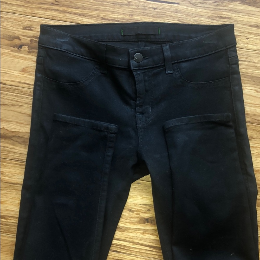 J brand super skinny coated stealth jean.